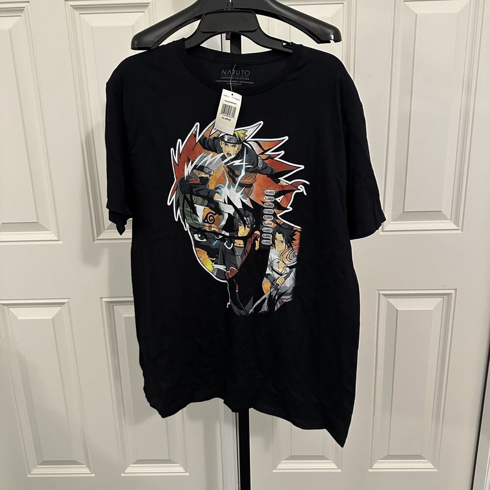 NARUTO SHIPPUDEN Shirt Men’s Size XL Black Anime Manga Faces Viz Media